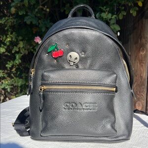 COACH Leatherwear Backpack in Refined Pebbled Leather, Black. RARE